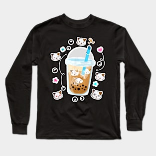 Cat Boba Ea Bubble Ea Anime Kawaii Neko Funny Cat Boba Ea Long Sleeve T-Shirt